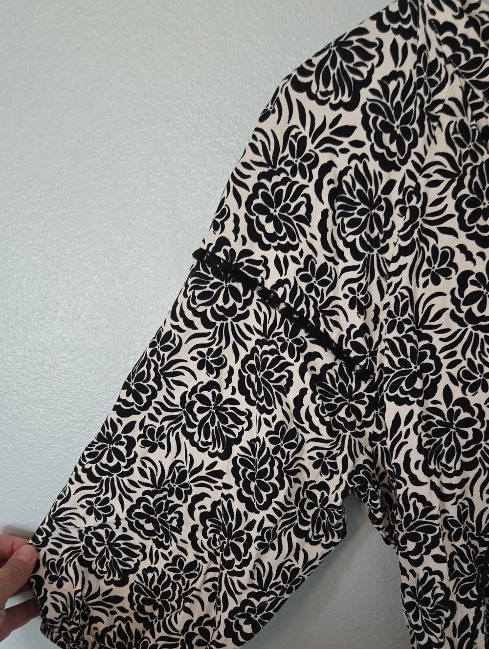 Zara | Black Printed Linen Balloon Sleeve Short Romper Size Large
